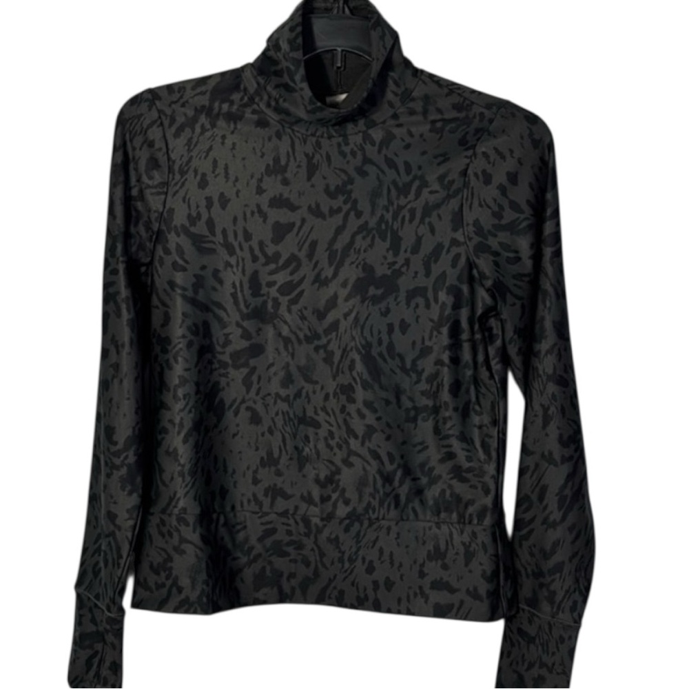 CALIA Top Black & Grey Leopard Print Athletic Turtleneck Top in Size L GUC
